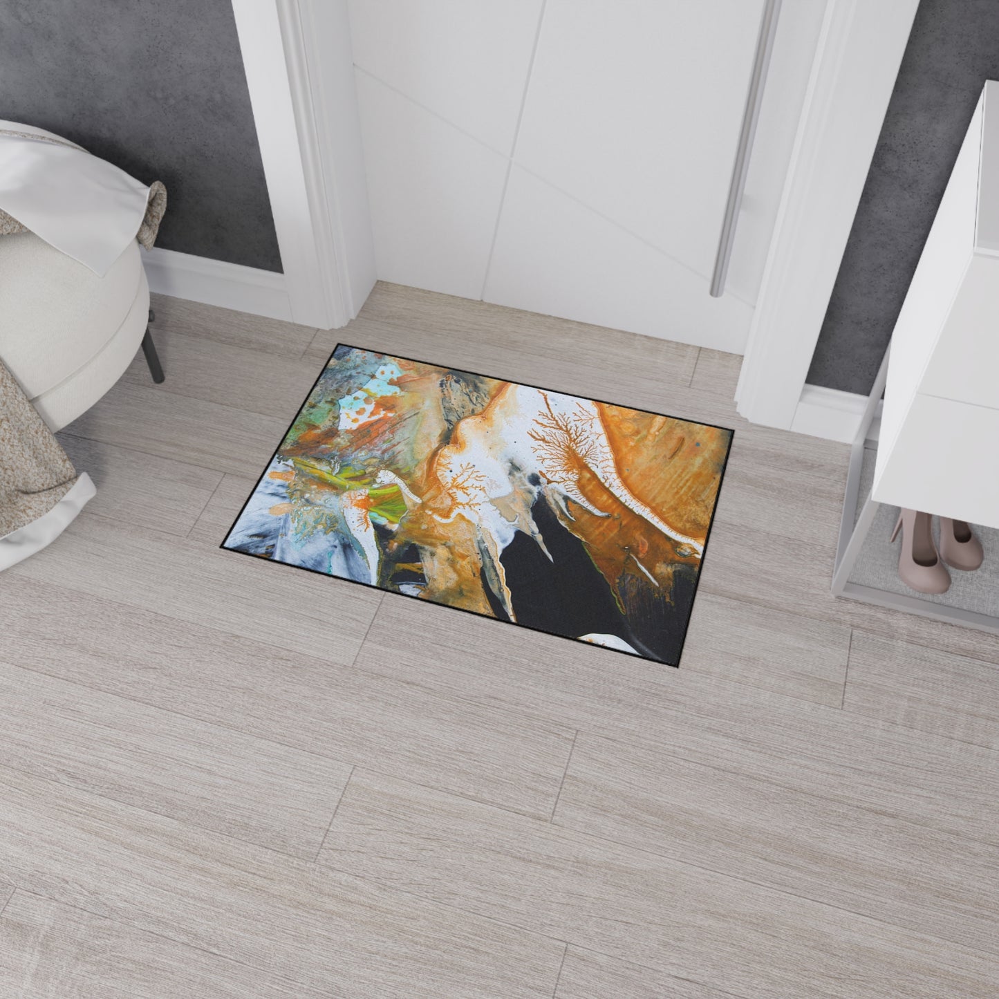 Abstract Amber Splash Heavy Duty Floor Mat
