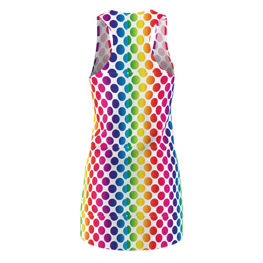 Colorful Polka Dot Racerback Dress, Summer Dress, Festival Wear, Party Outfit, Casual Dress, Vibrant Dress, Gift for Her