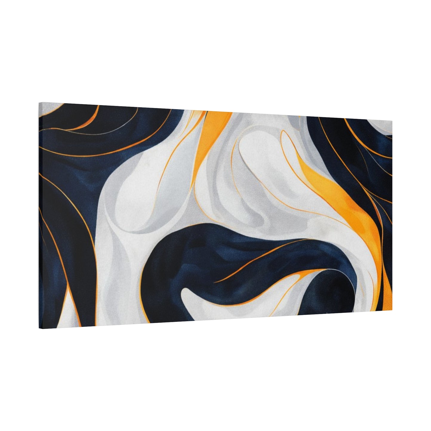 Abstract Navy & Gold Swirl Matte Canvas Wall Art
