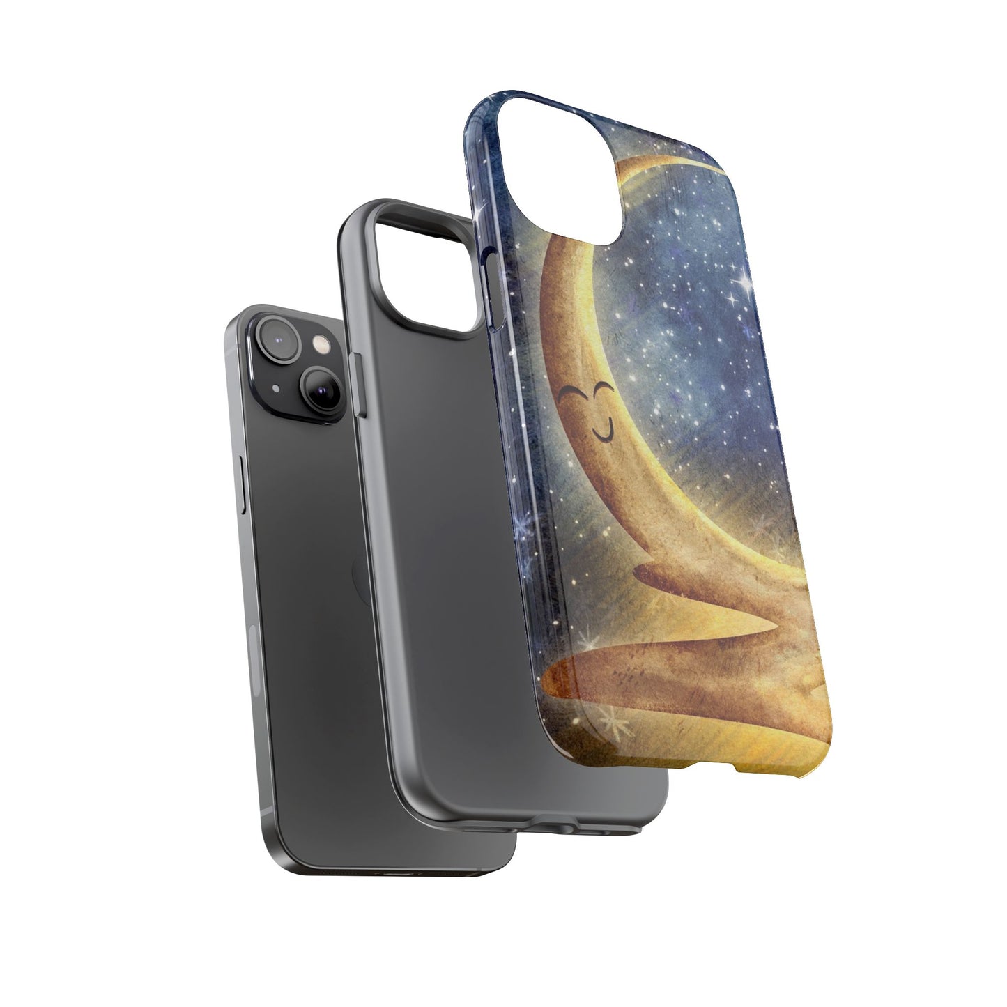 Moonlit Smile Phone Case — Starry Night Crescent Moon iPhone Cover
