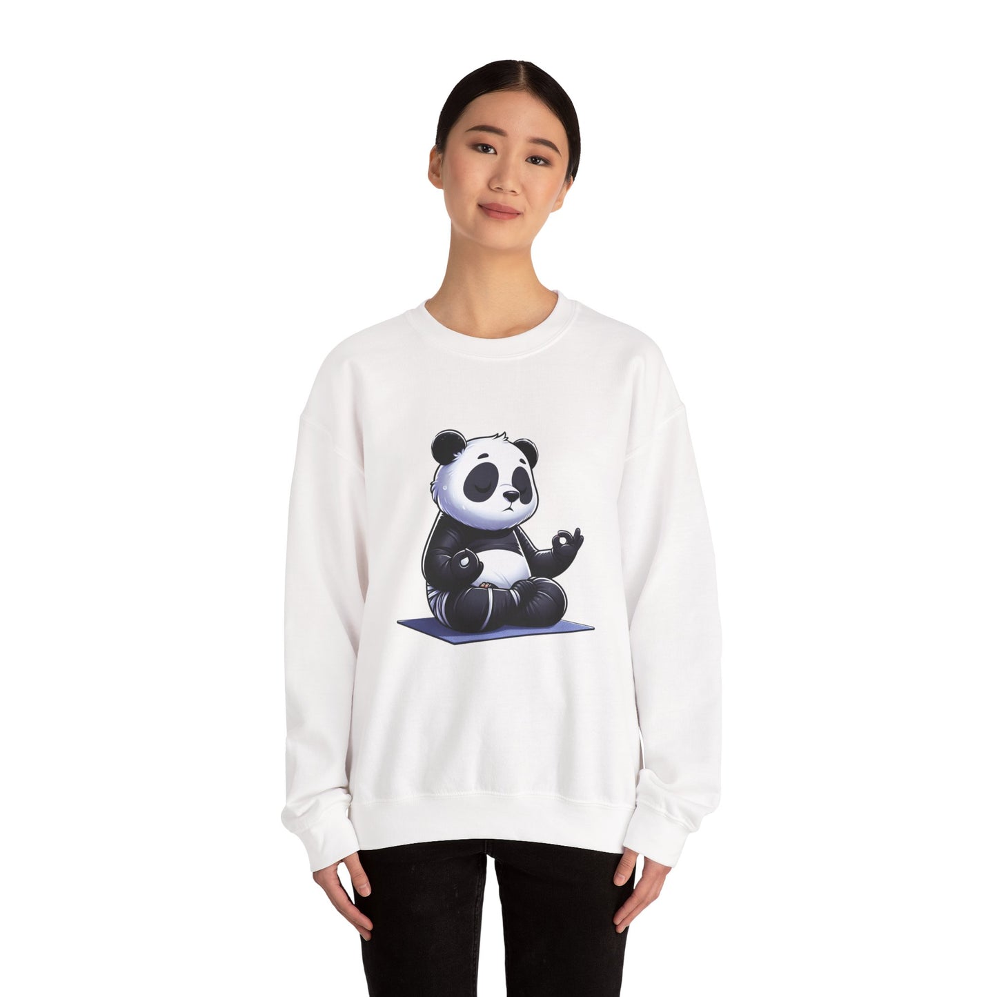Crewneck Sweatshirt — Meditating Panda Graphic Cozy Pullover