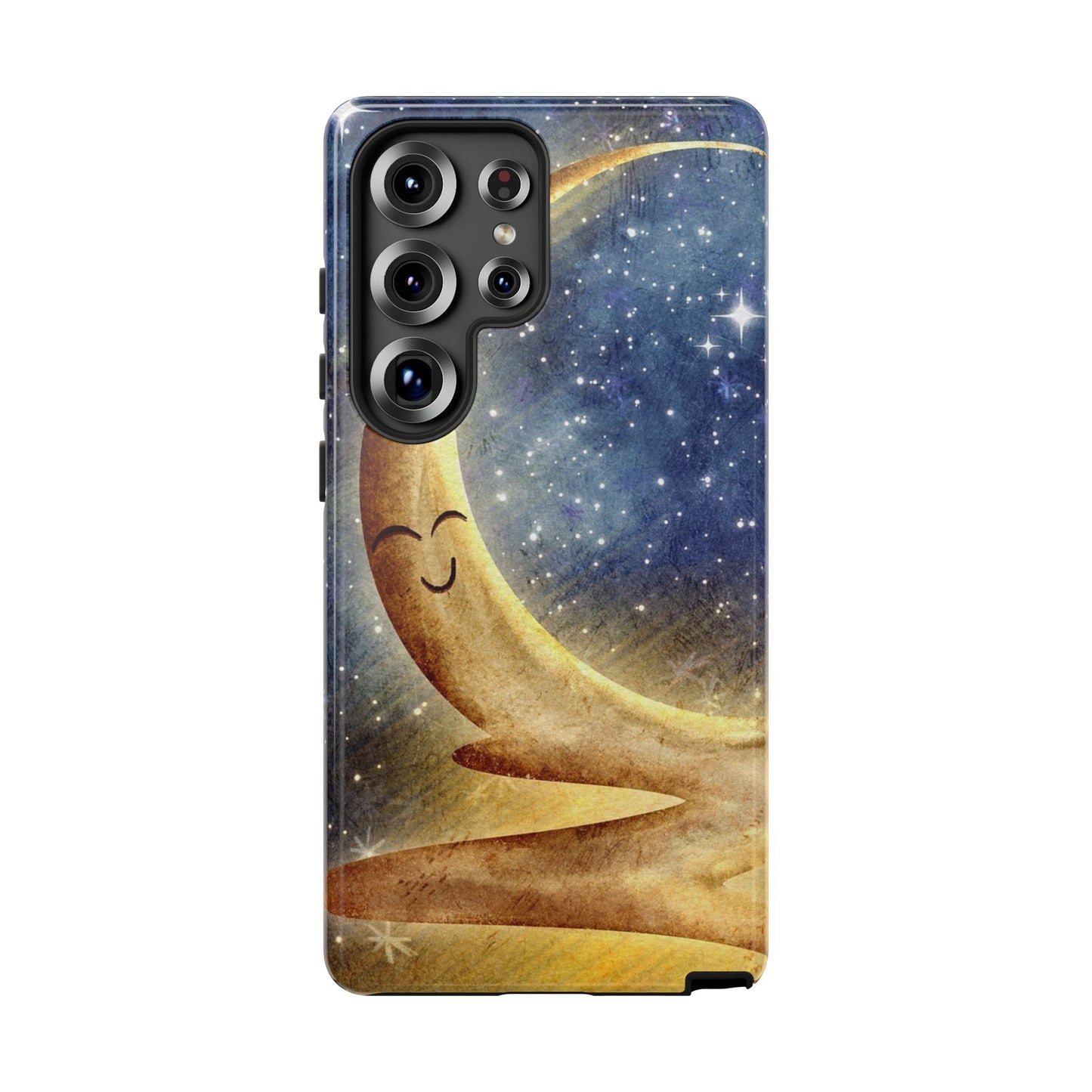 Moonlit Smile Phone Case — Starry Night Crescent Moon iPhone Cover