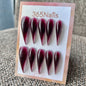 Black Cherry Wine Dragon Claw Stiletto Press On Nails Sheer Deep Wine Red Jelly 365Nails Premium Handmade Dragon Series