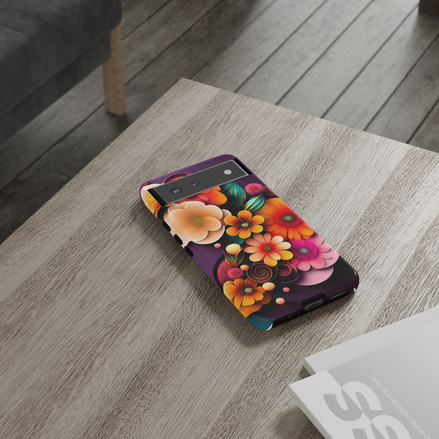 Floral Burst Tough Phone Case — Colorful Retro Flowers Protective Cover