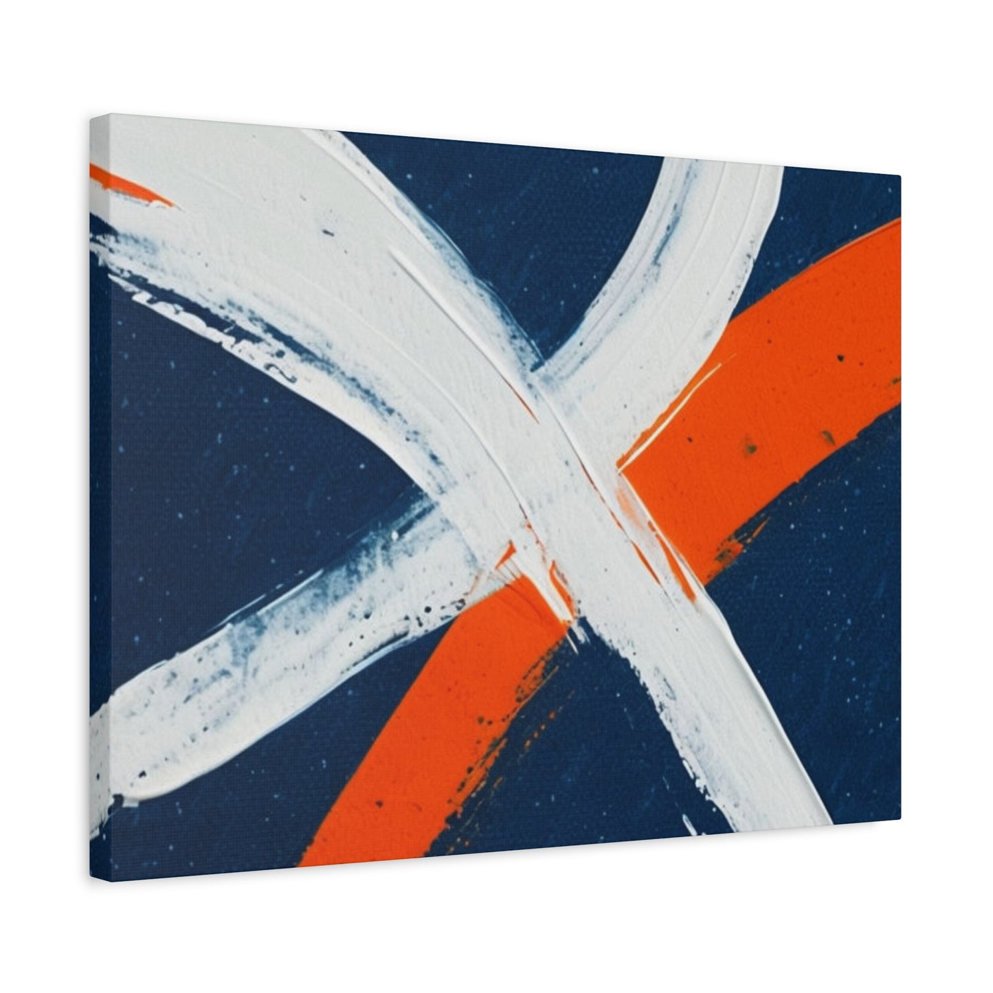 Abstract Navy & Orange Brushstroke Canvas