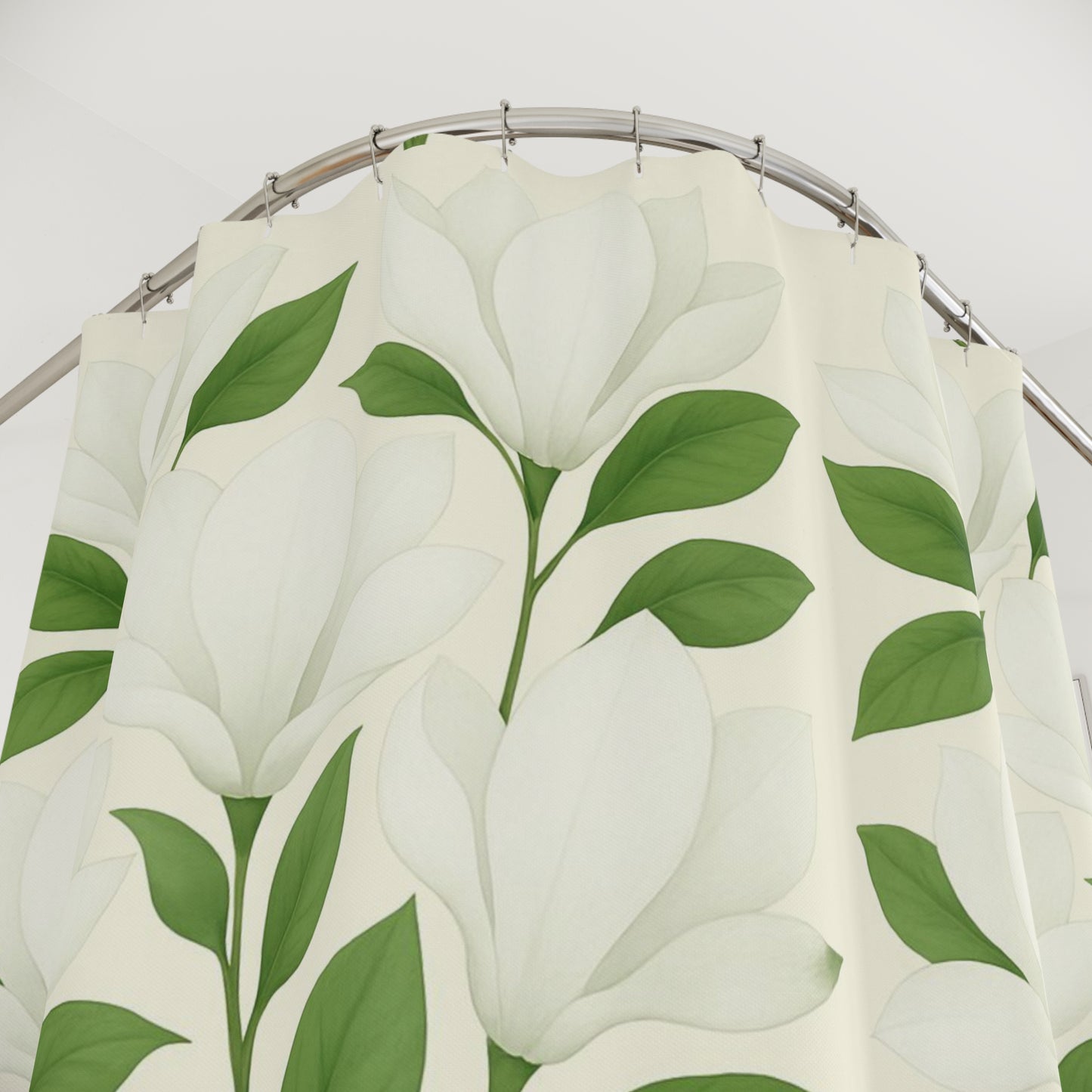 Shower Curtain - Elegant White Magnolia Floral Bathroom Decor