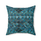 Teal Moroccan Tile Decorative Pillow — Spun Polyester Square Throw Cushion