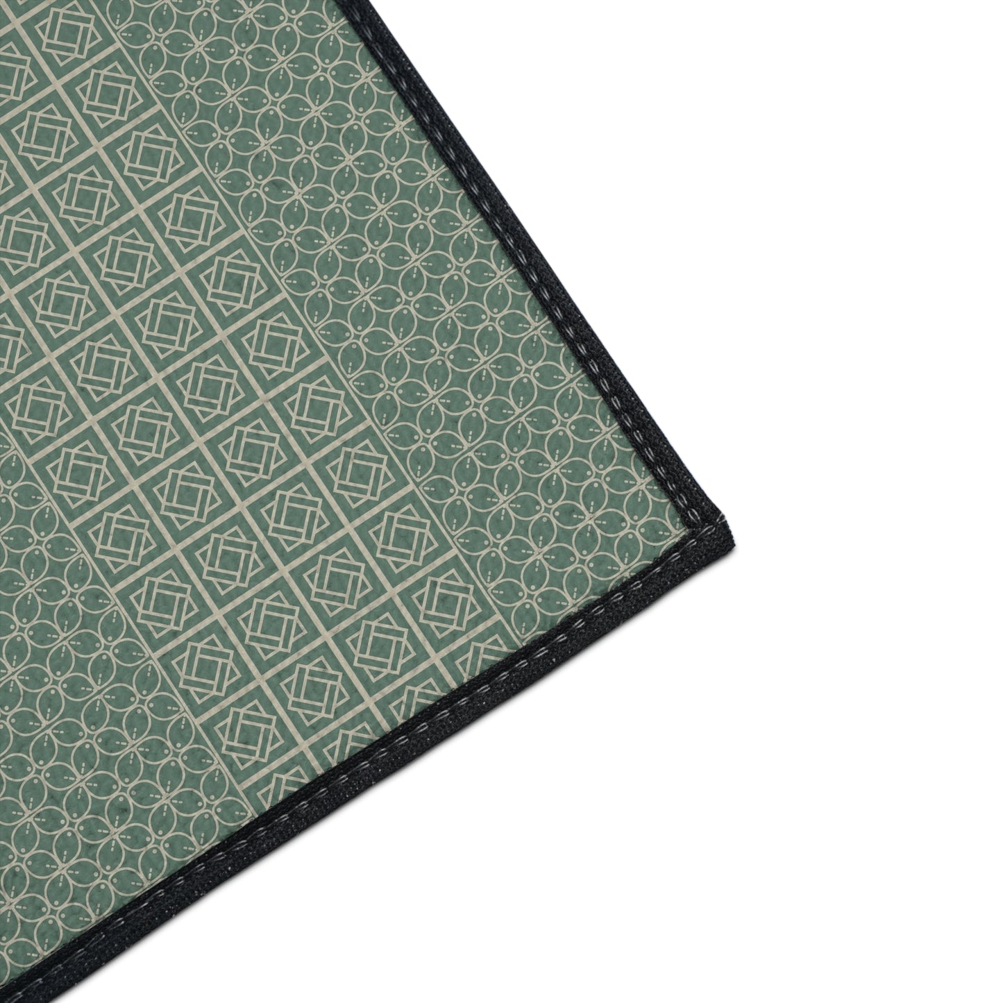 Green Geometric Heavy Duty Floor Mat — Durable Non-Slip Entry Rug