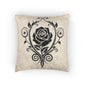 Elegant Floral Woven Pillow, Black Rose Decor, Bohemian Home Accent, Cozy Cushion for Living Room, Gift for Him/Her, Wedding Decoration