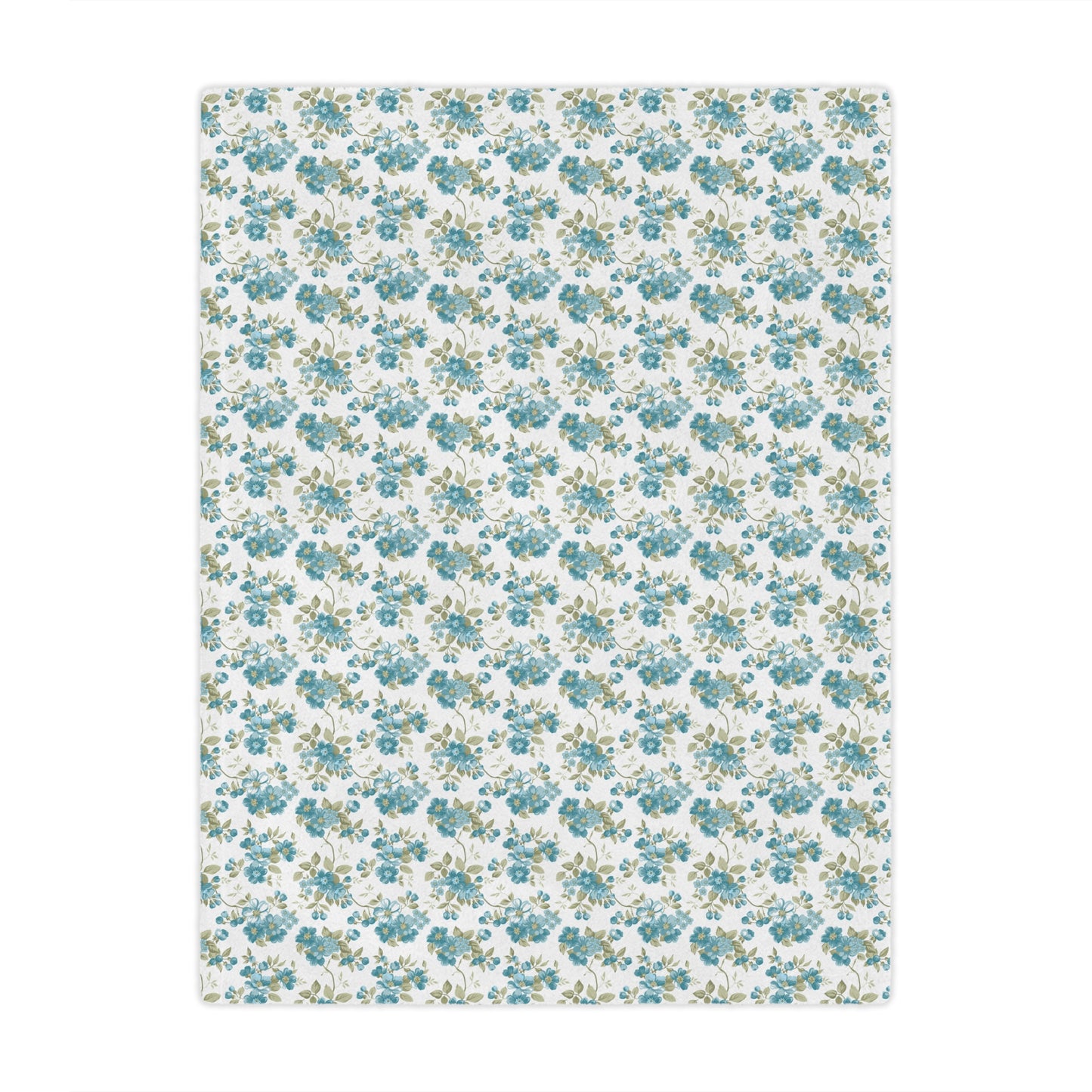 Floral Minky Blanket — Vintage Blue Rose Throw for Cozy Home, Nursery, Gift