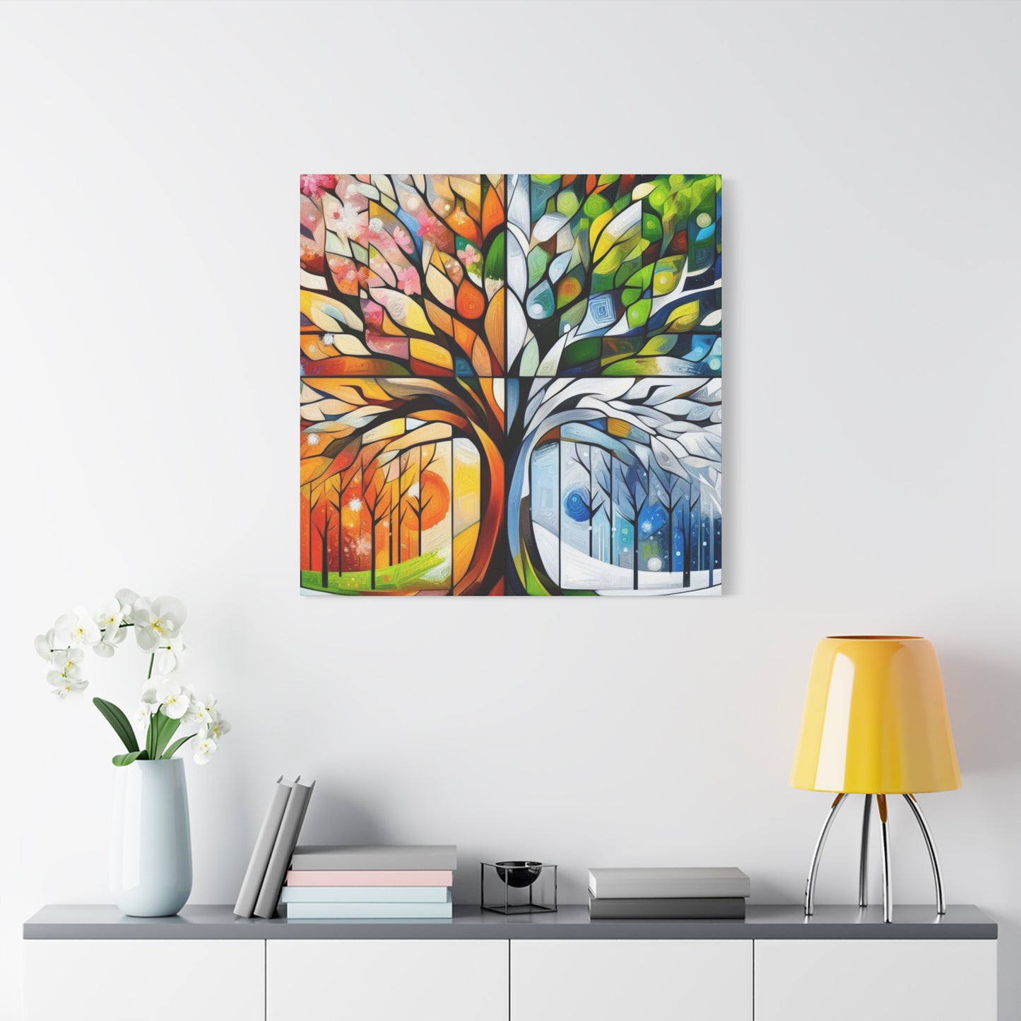 Seasons Tree Canvas Wall Art — Four Seasons Matte Stretched Canvas