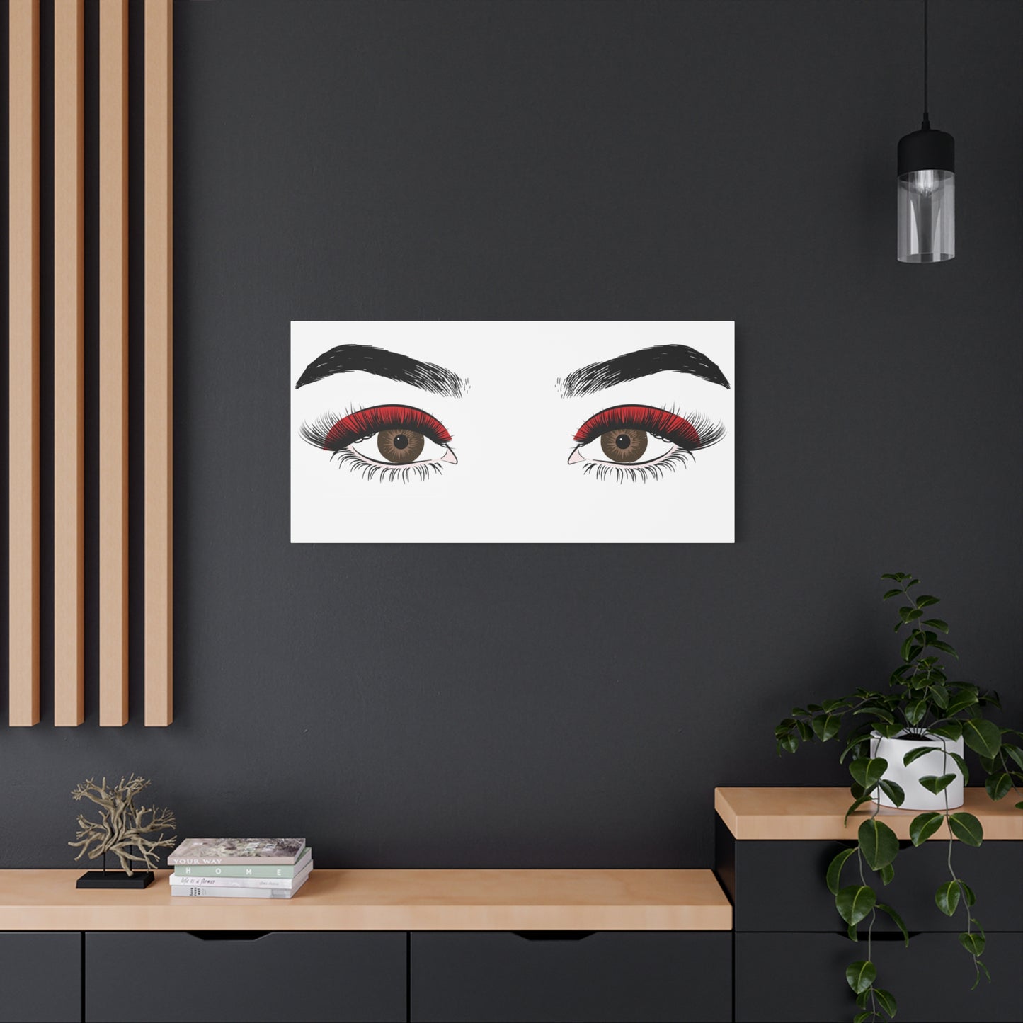 Red Lashes Wall Art Canvas — Glam Eyes Makeup Decor