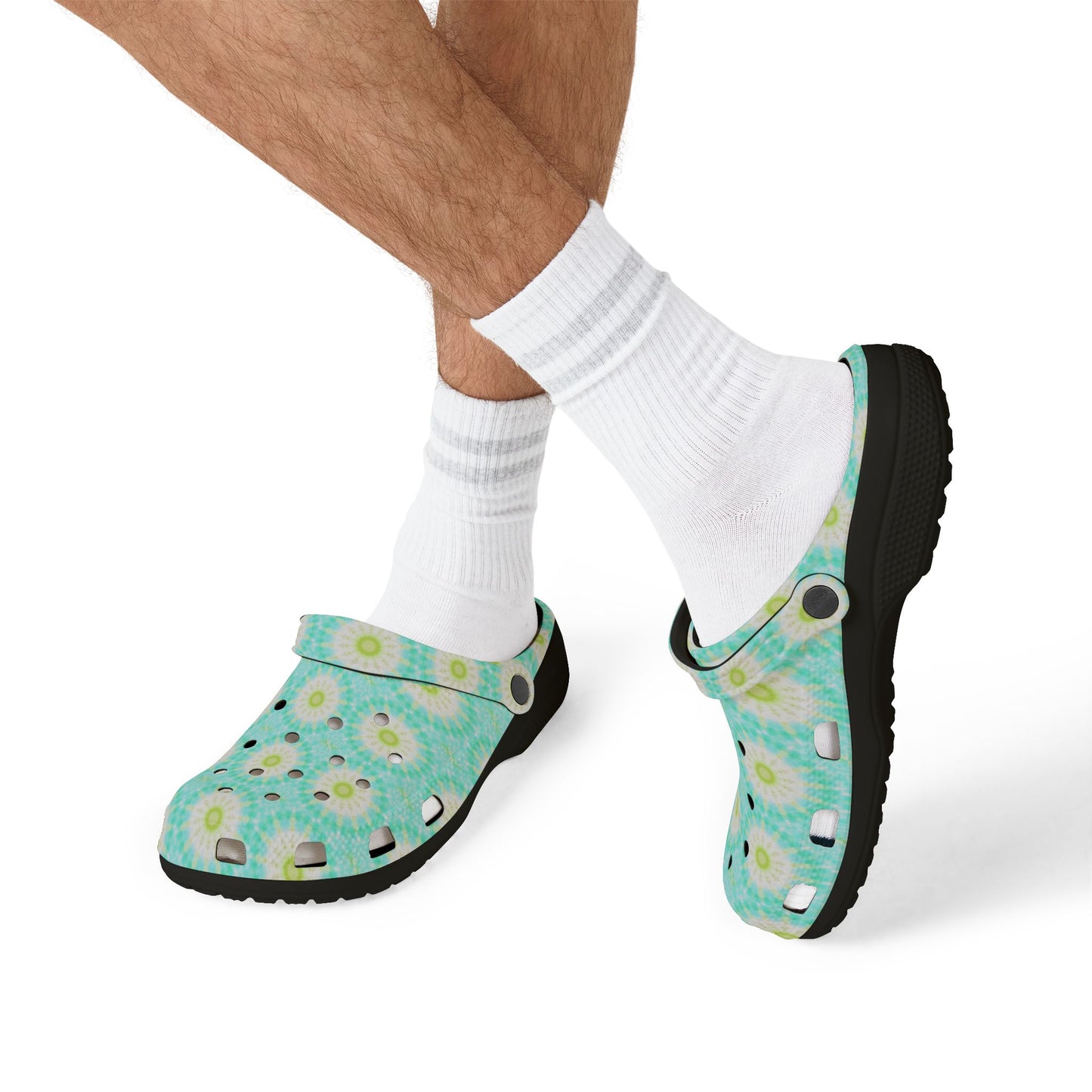 Aqua Daisy EVA Foam Clogs — Lightweight Floral Garden Shoes