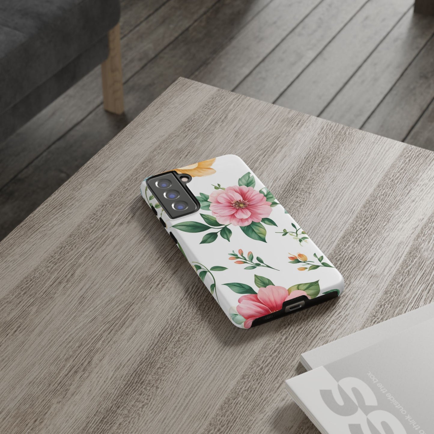 Floral Tough Phone Case — Pink Peony Protective Phone Cover