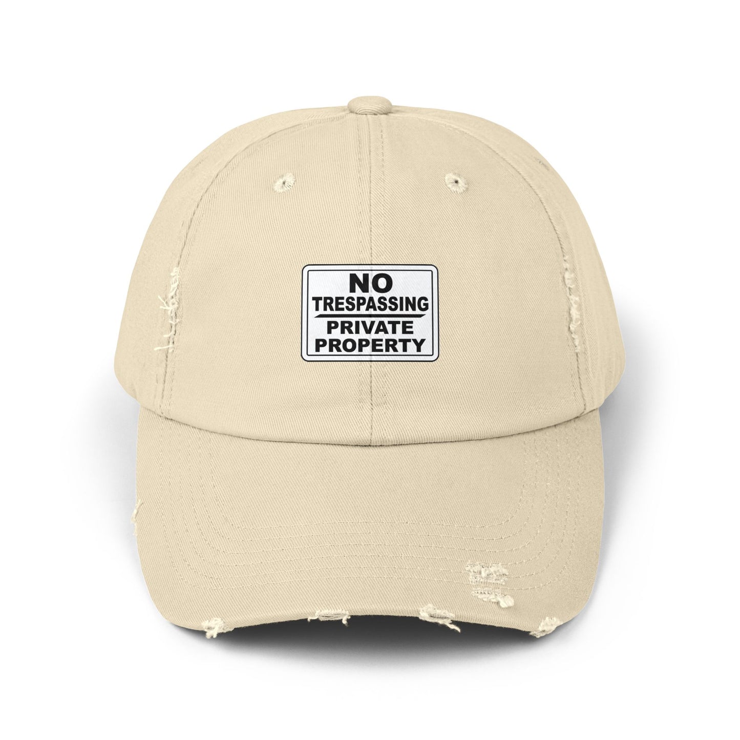 Unisex Distressed Cap - No Trespassing