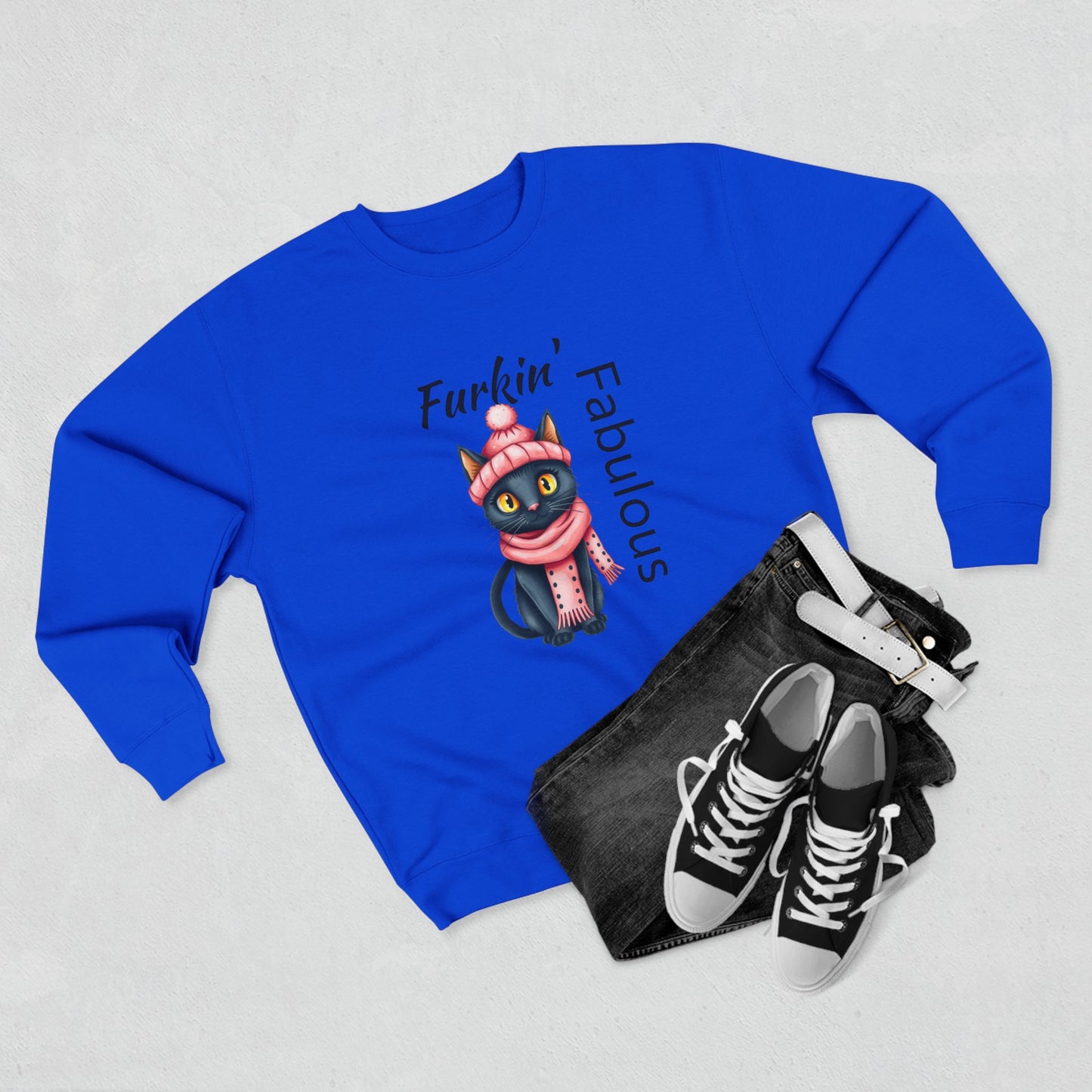 Furkin' Fabulous Cat Sweatshirt – Cute Winter Kitten Graphic Crewneck
