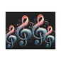 Musical Treble Clef Canvas Wall Art — Pastel Ribbon Notes on Black