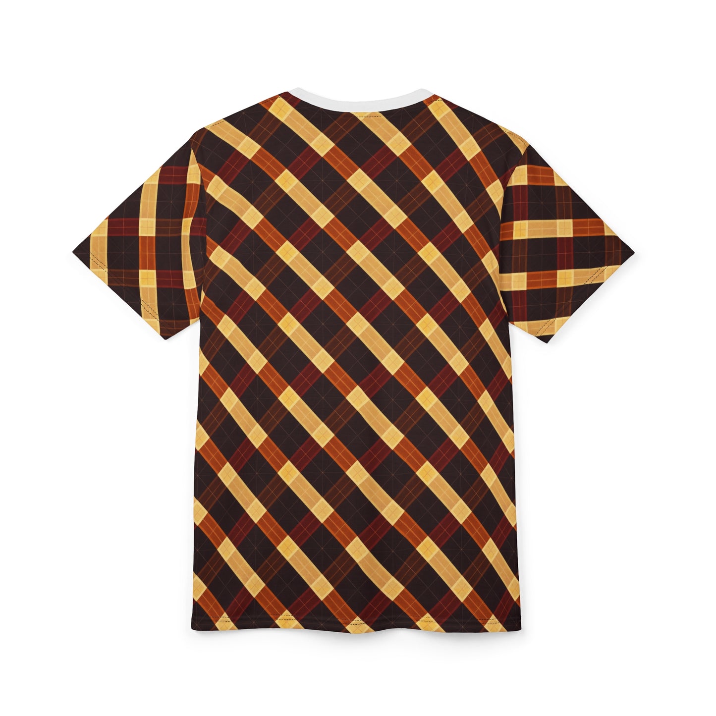 Plaid Diagonal Tee — Autumn Brown & Mustard All-Over Print T-Shirt