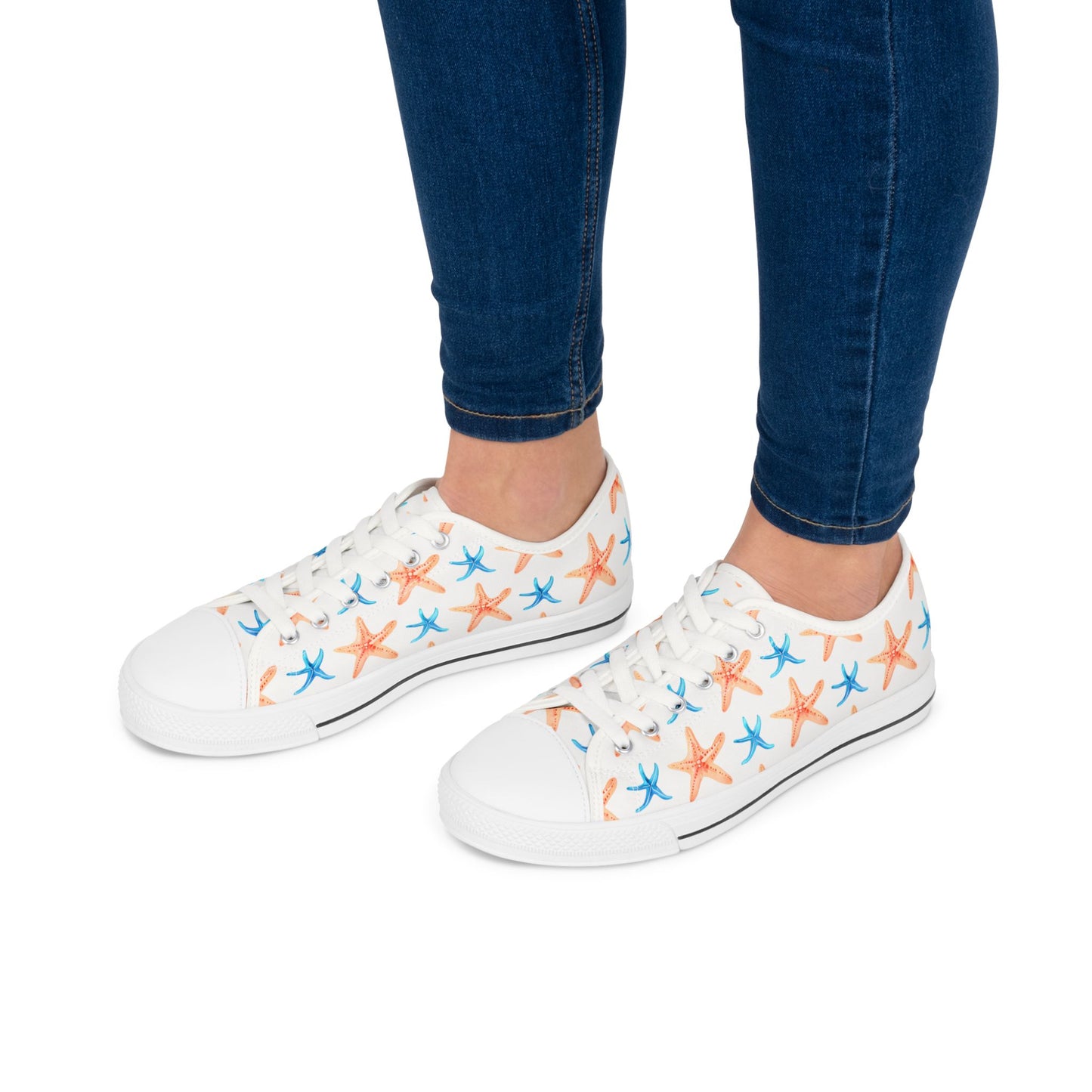 Starfish Print Sneakers — Beachy Low-Top Canvas Shoes