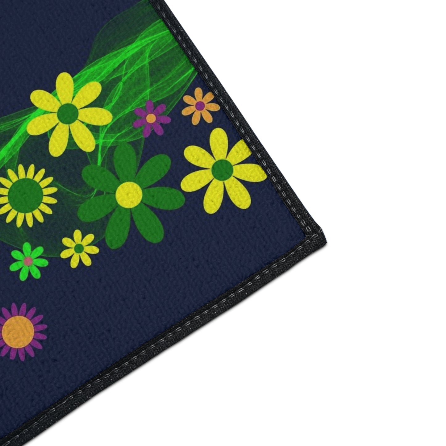Floral Neon Wave Floor Mat — Heavy-Duty Non-Slip Entry Rug