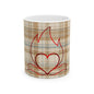 Plaid Heart Flame Ceramic Mug – Cozy Rustic Coffee Cup (11oz/15oz)