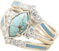 3 PCS Natural Turquoise Diamond Ring Set