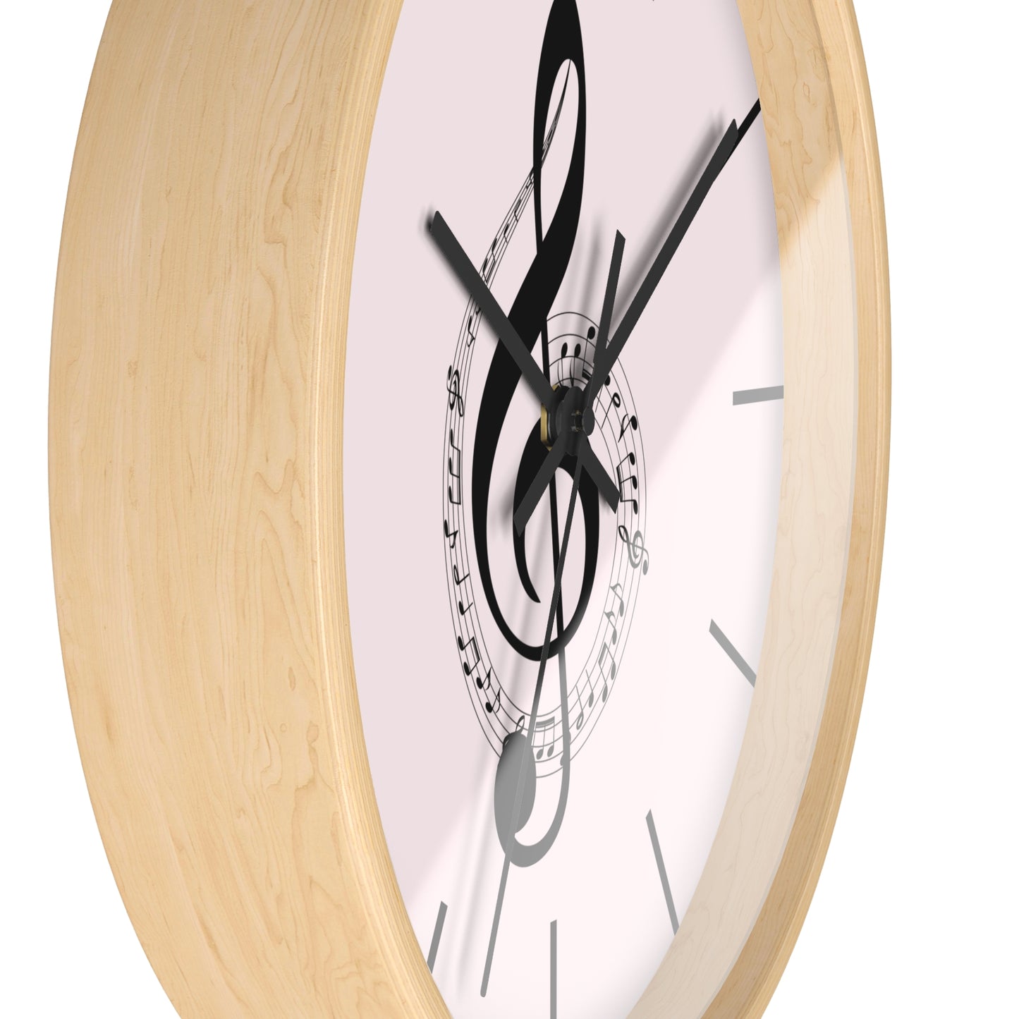 Musical Treble Clef Wall Clock — Pink Music Note Timepiece for Music Lovers