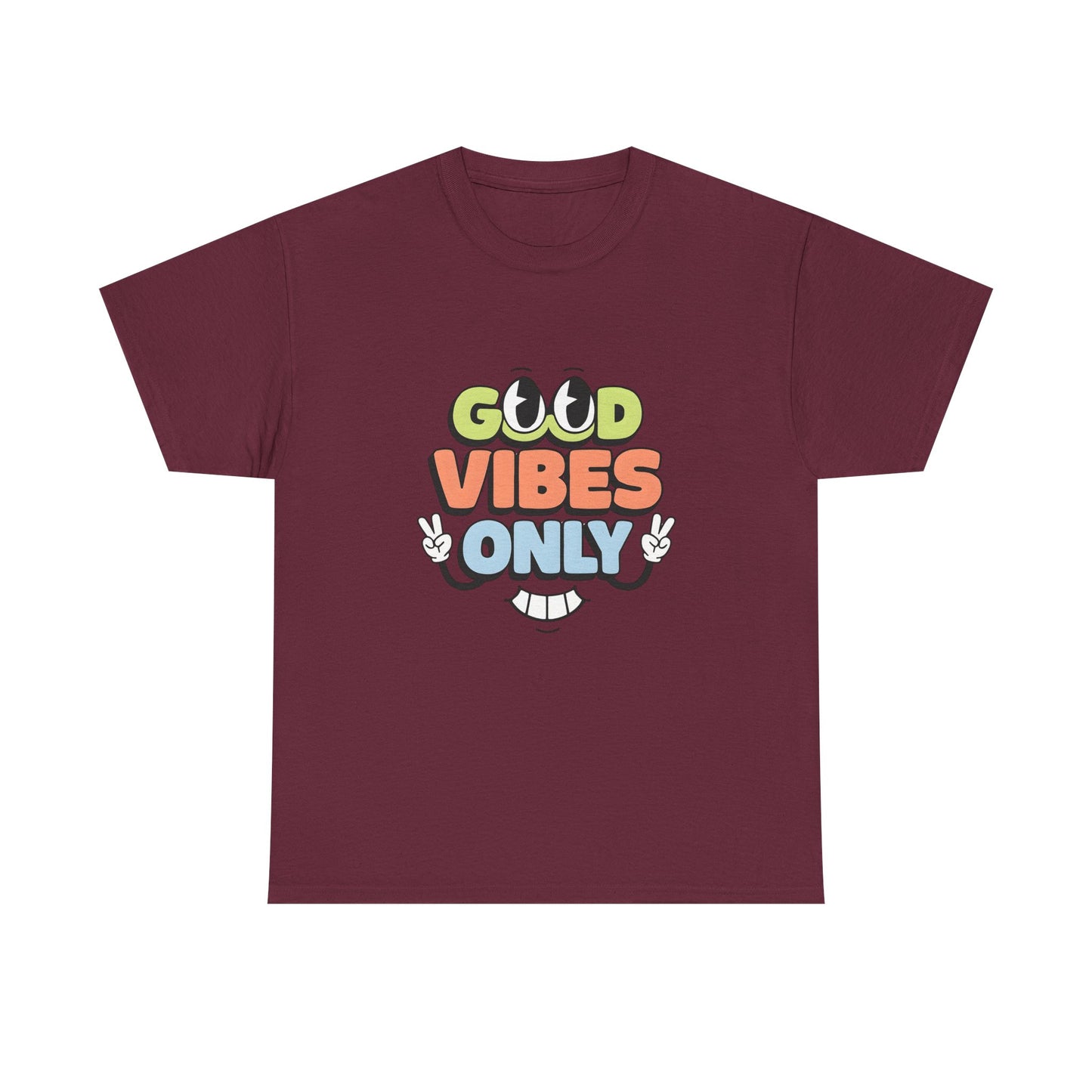 Good Vibes Only Unisex Heavy Cotton Tee, Casual Tee, Positive Message Shirt, Summer Fashion, Gift for Friends, Outdoor Wear