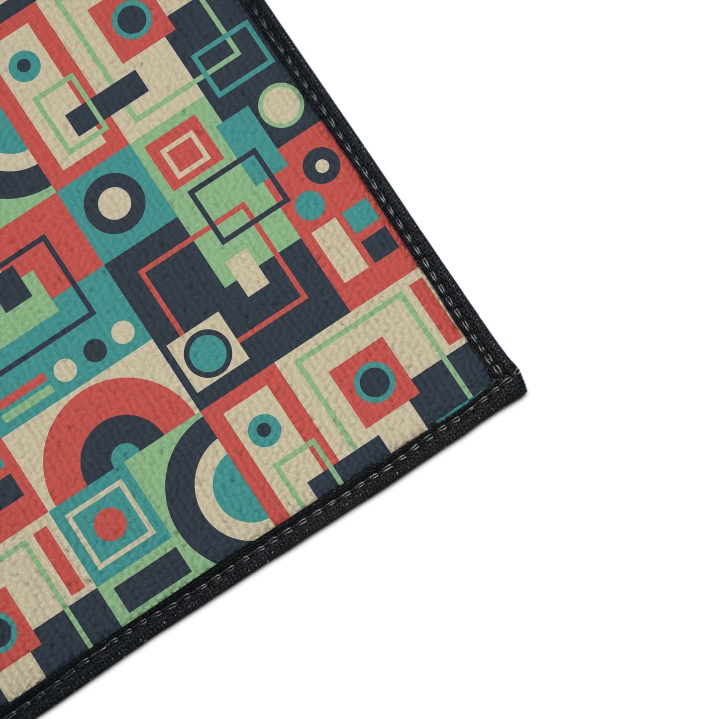 Retro Geometric Heavy Duty Floor Mat — Mid-Century Modern Entryway Rug