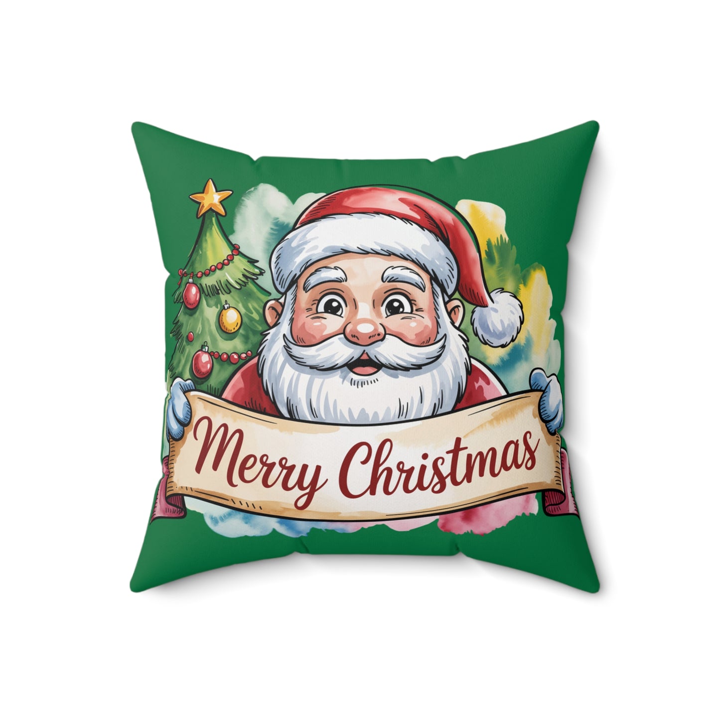 Christmas Santa Pillow — Merry Christmas Decorative Square Throw Pillow
