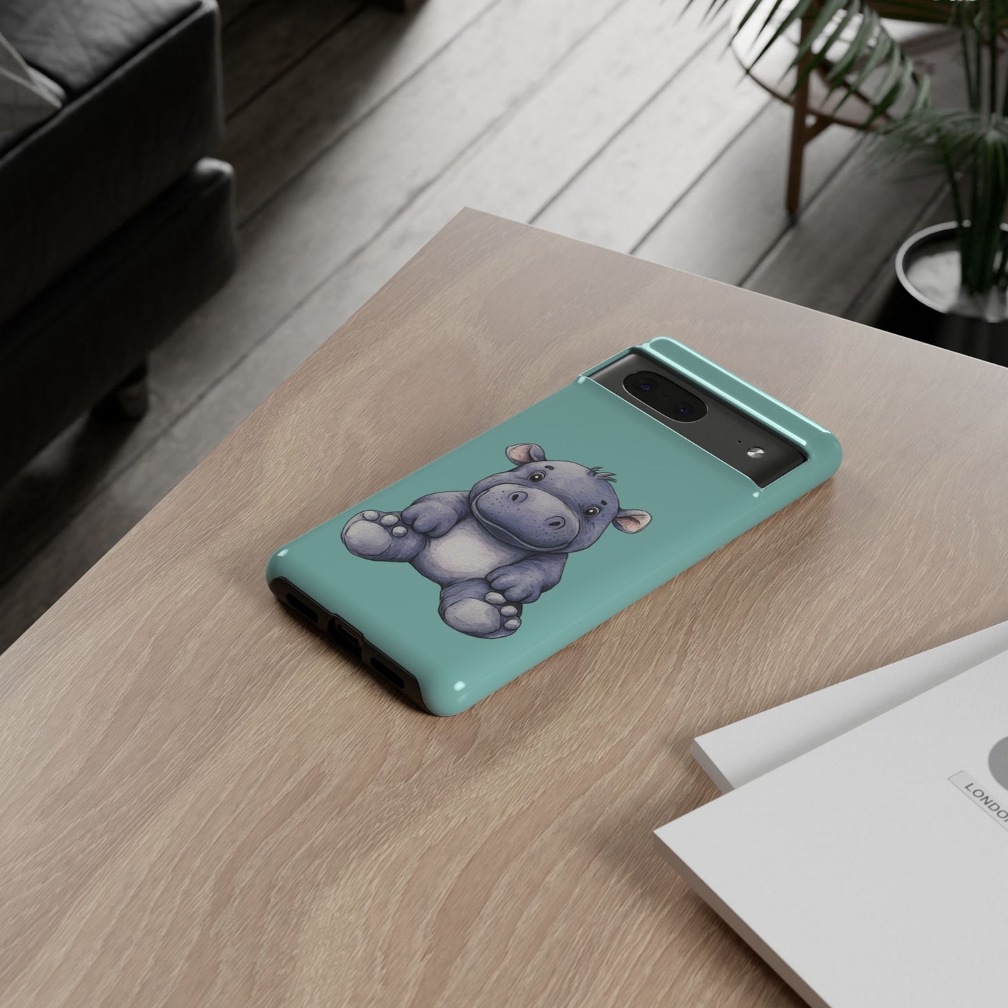 Cute Hippo Phone Case, Tough Phone Cover, Fun Animal Case, Gift for Kids, Cute Decor, Birthday Present