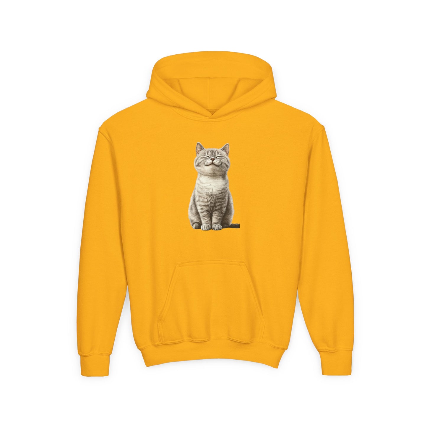 Kids Cat Hoodie – Cute Sitting Kitten Youth Hooded Sweatshirt