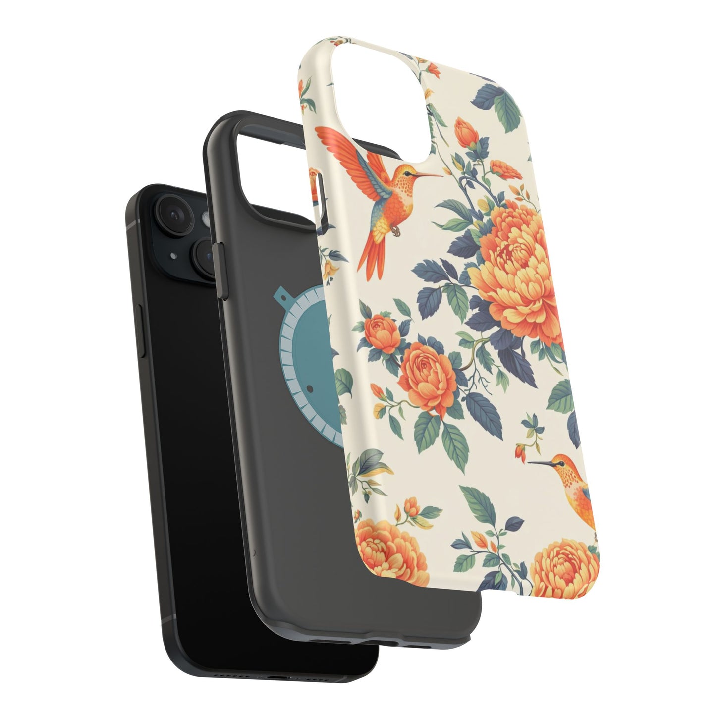 Floral Hummingbird Magnetic Phone Case — Impact-Resistant Protective Cover