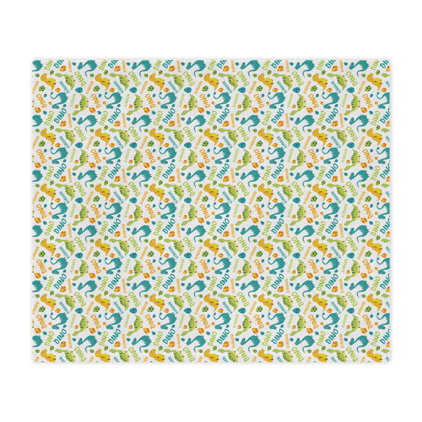 Baby Footprint Minky Blanket — Soft Dinosaur Pattern Nursery Throw