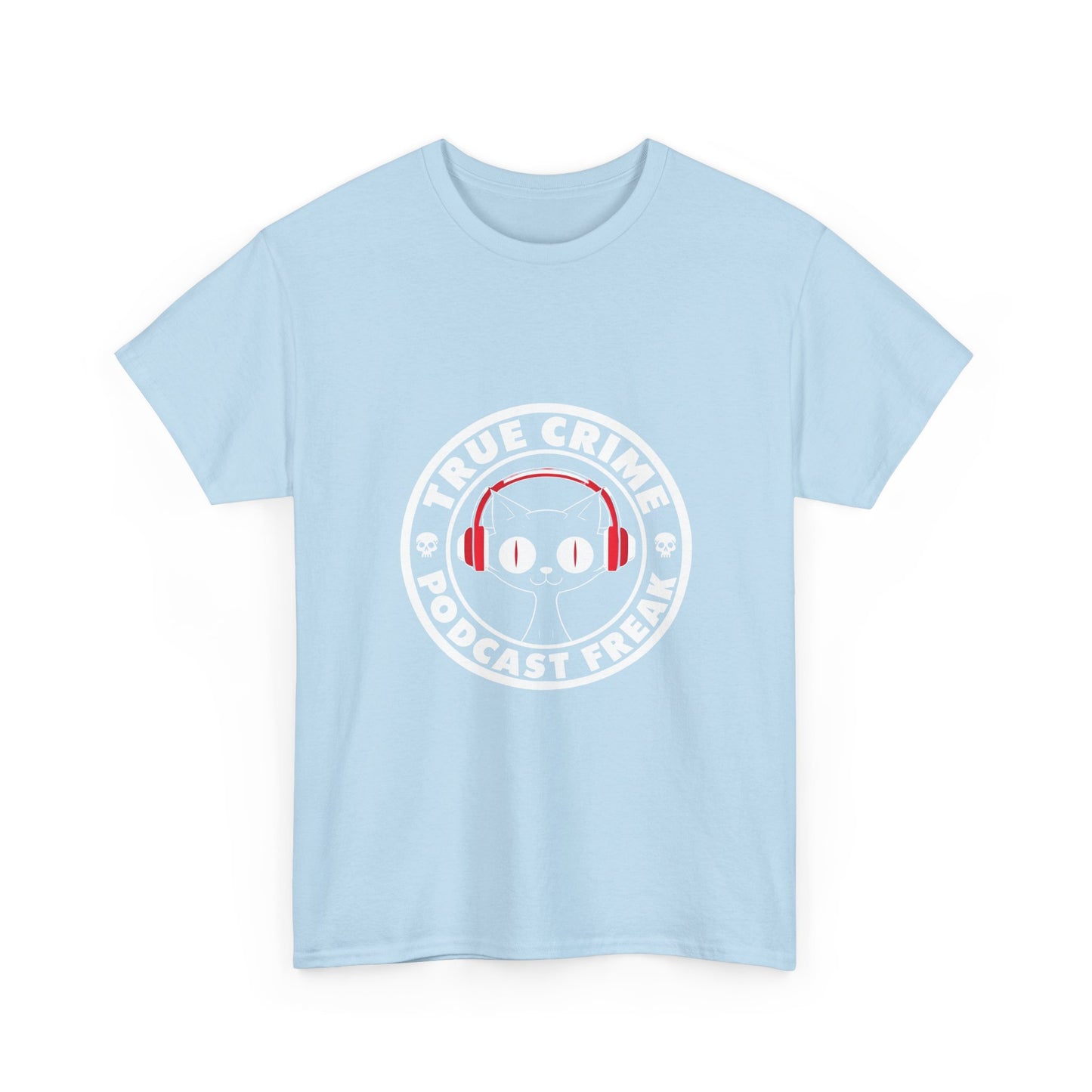 True Crime Podcast Tee — Cat with Headphones Logo