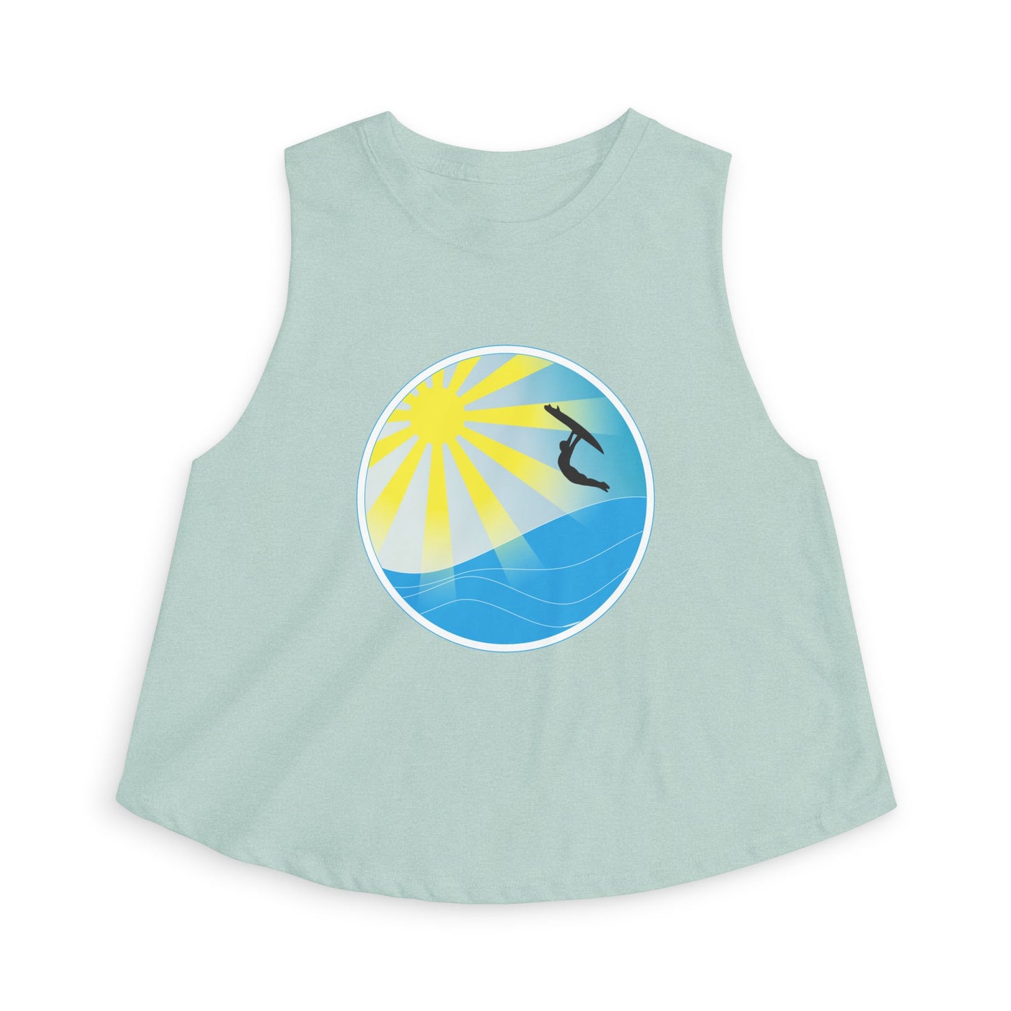 Sunrise Surf Circle Crop Top — Women’s Beach Wave Tank