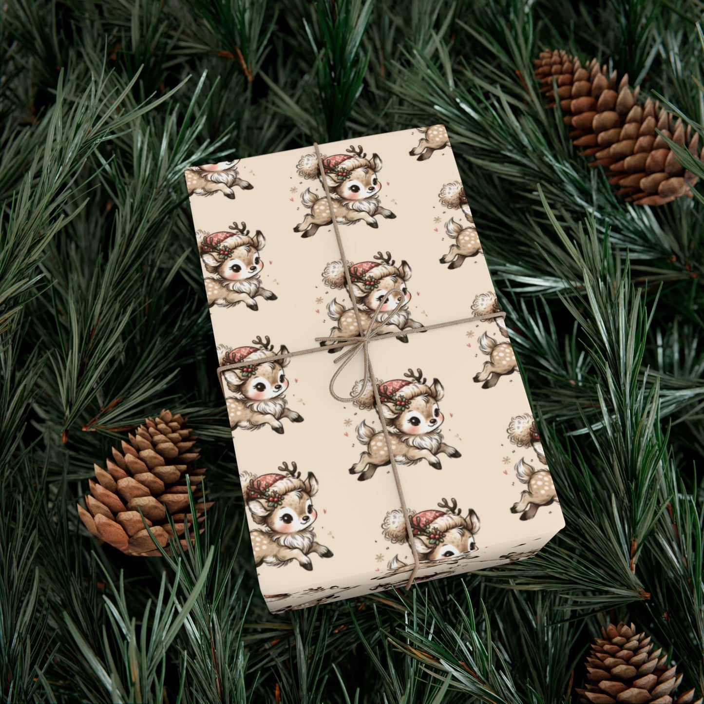 Gift Wrap Paper — Cute Retro Teddy Bear Pattern (Neutral Beige)