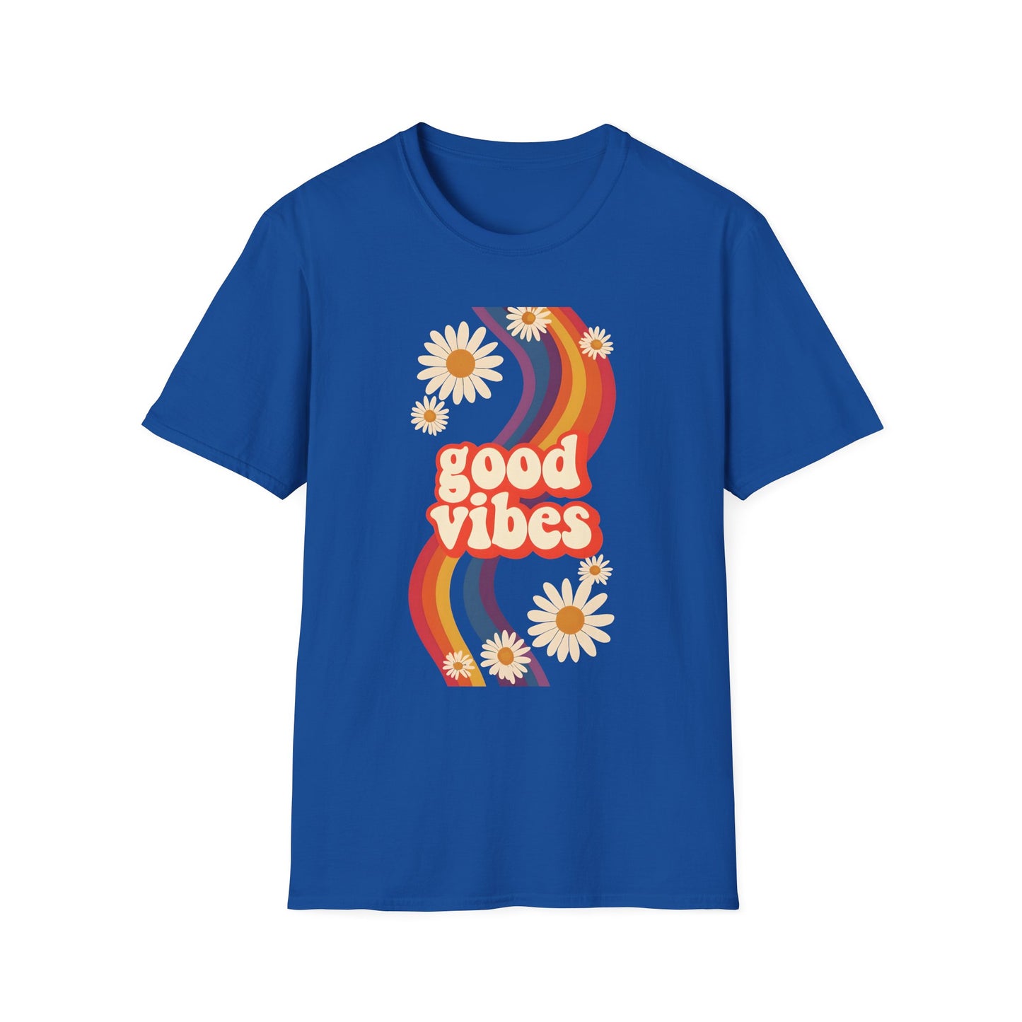 Good Vibes Unisex Softstyle T-Shirt, Retro Sunshine Tee, Positive Energy Shirt, Festival Apparel, Gift for Friends