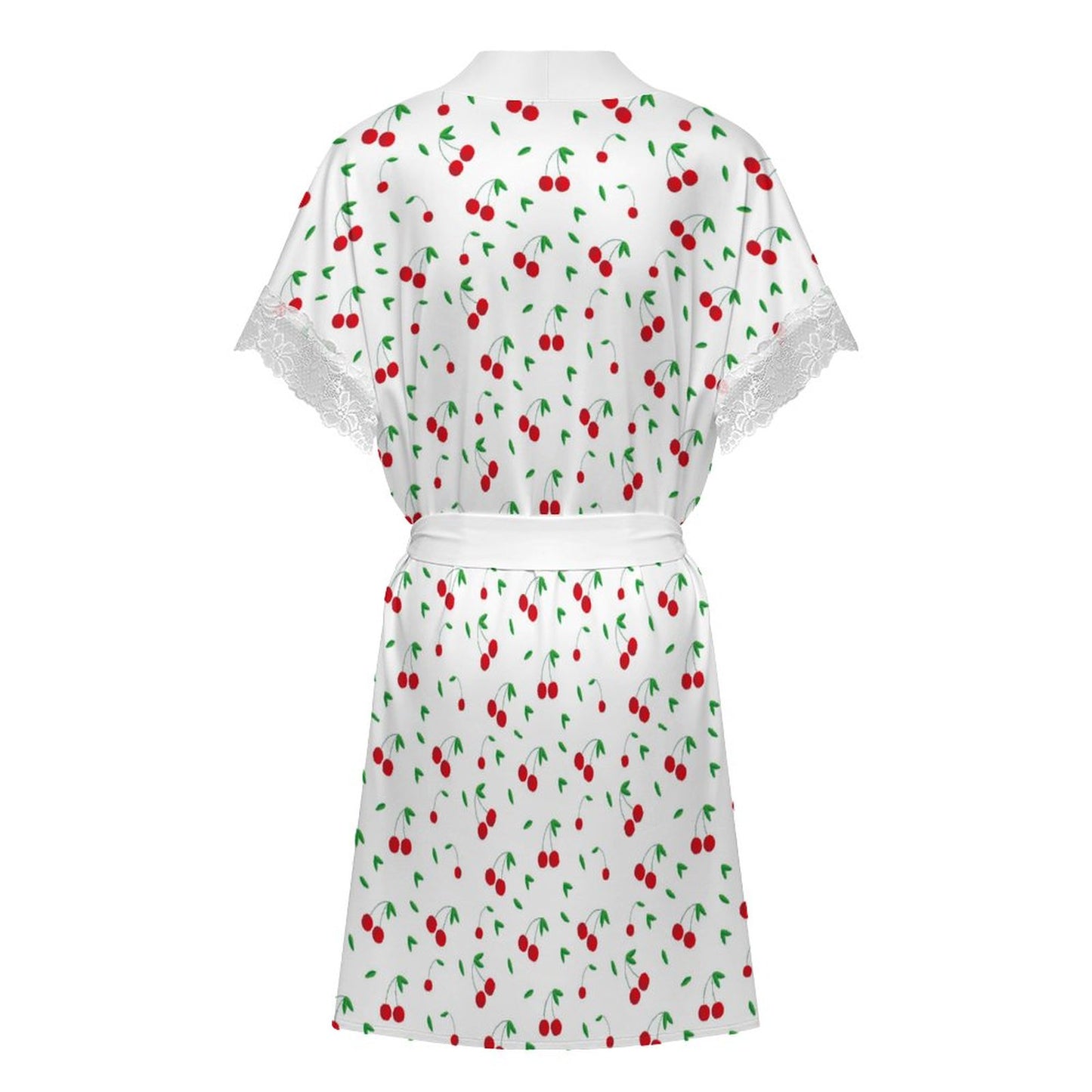 Lace Trimmed Short-Sleeve Nightgown - Cherries