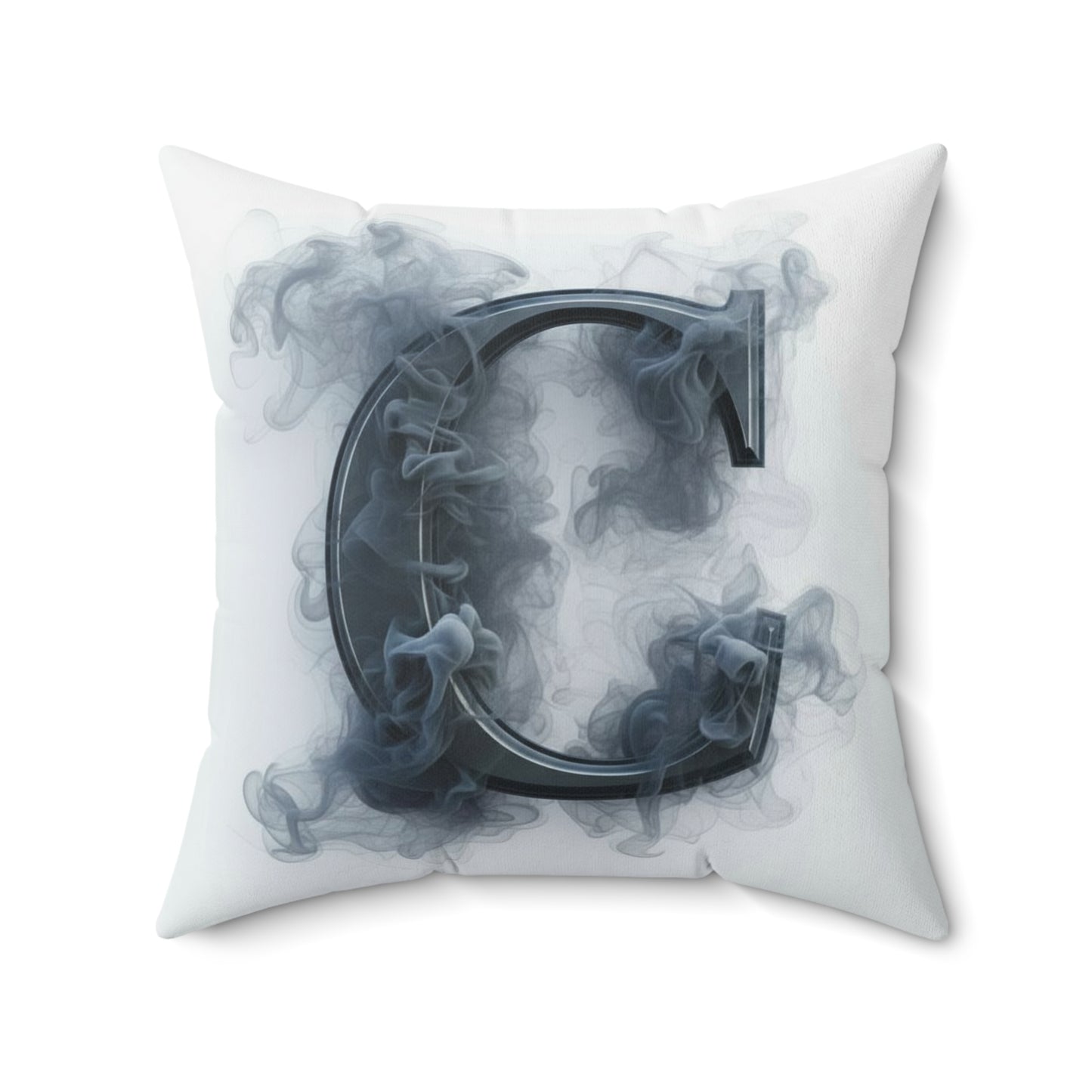 Smoky Monogram 'C' Decorative Throw Pillow — Personalized Initial Accent