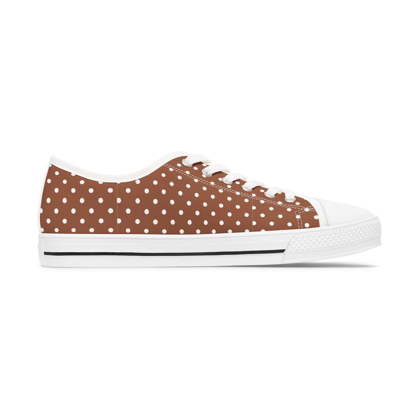 Brown Polka Dot Low Top Sneakers —  Casual Retro Canvas Shoes