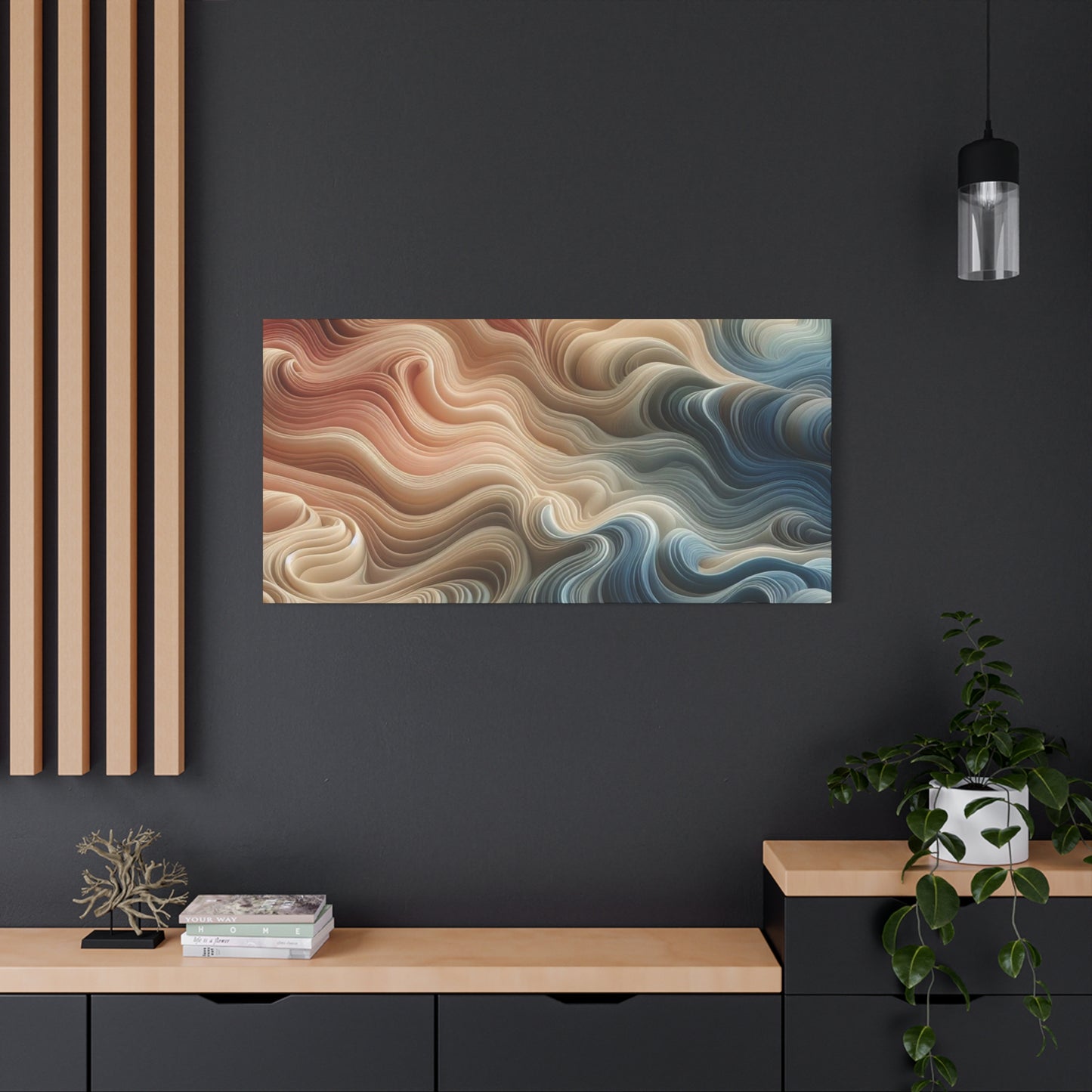 Abstract Swirl Matte Canvas Wall Art — Fluid Earth Tones, Stretched 1.25"