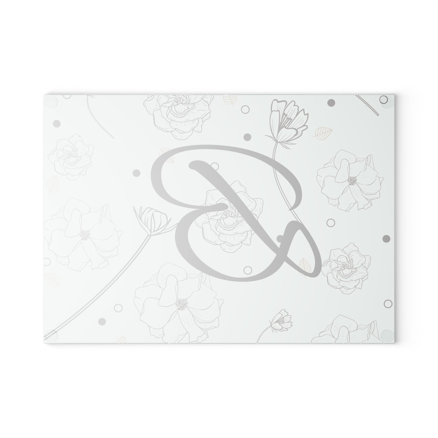 Floral Monogram Glass Cutting Board - Personalized Kitchen Decor
