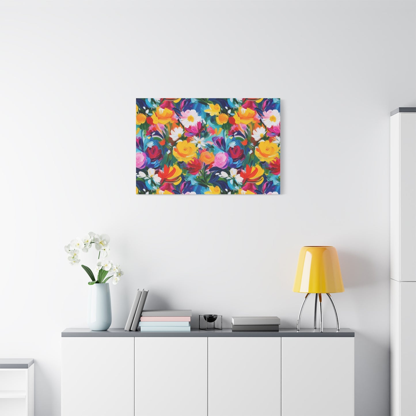 Vibrant Floral Matte Canvas Wall Art — Colorful Garden Print, Stretched 1.25"