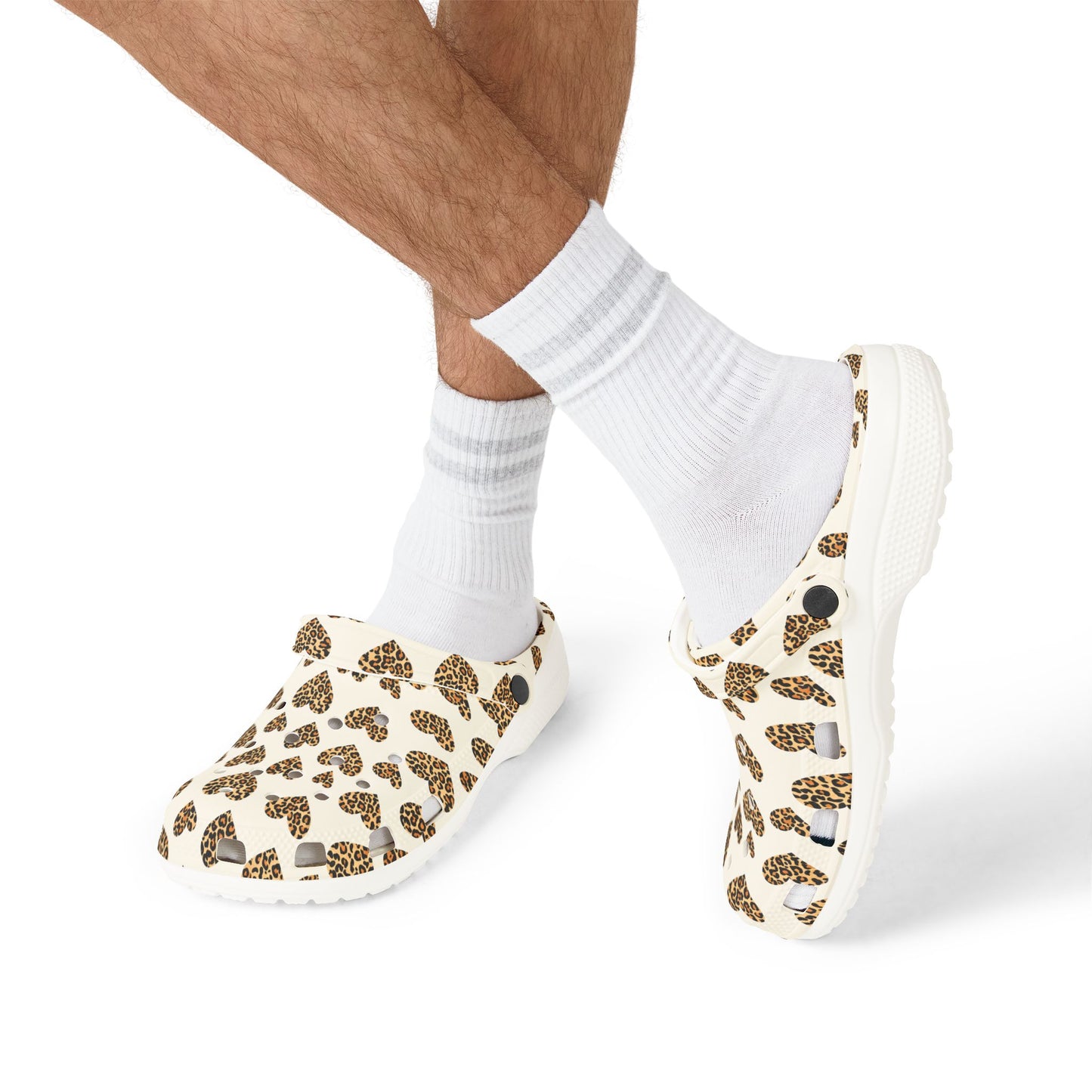 Leopard Heart EVA Clogs — Comfortable Leopard-Print Foam Shoes