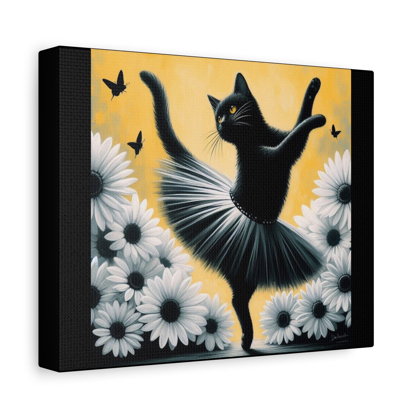 Ballet Black Cat Canvas Print — Whimsical Cat Ballerina Wall Art