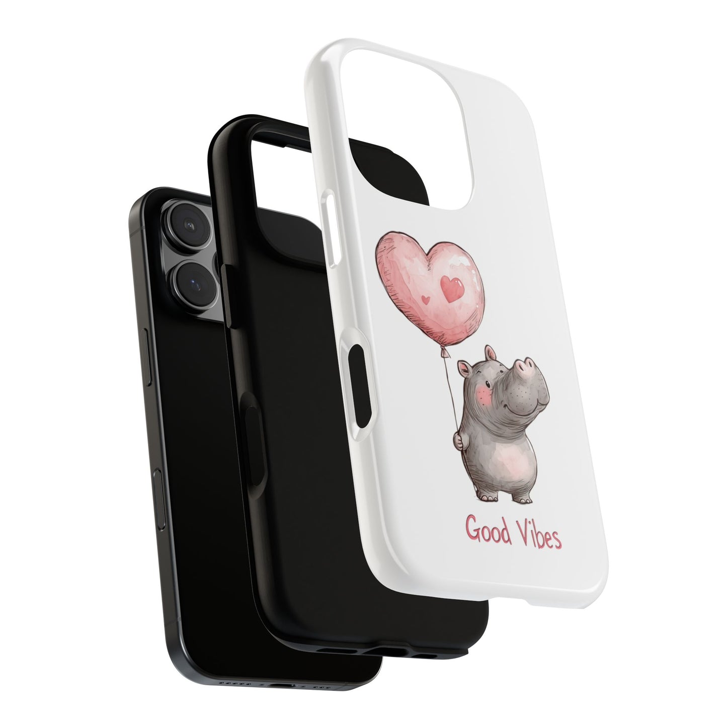 Cute Hippo Phone Case - Good Vibes Design, Animal Lover Gift, Fun Accessory, Birthday Present, Phone Accessories