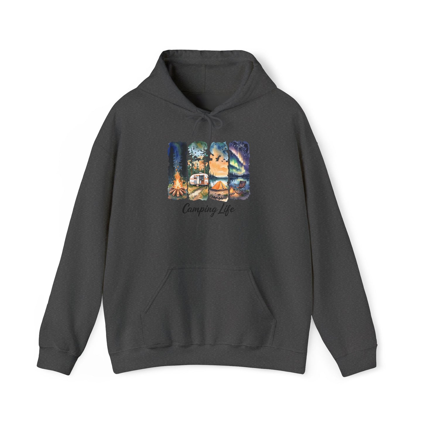 Camping Life Hoodie – Outdoor Illustrated Campsite Scenes