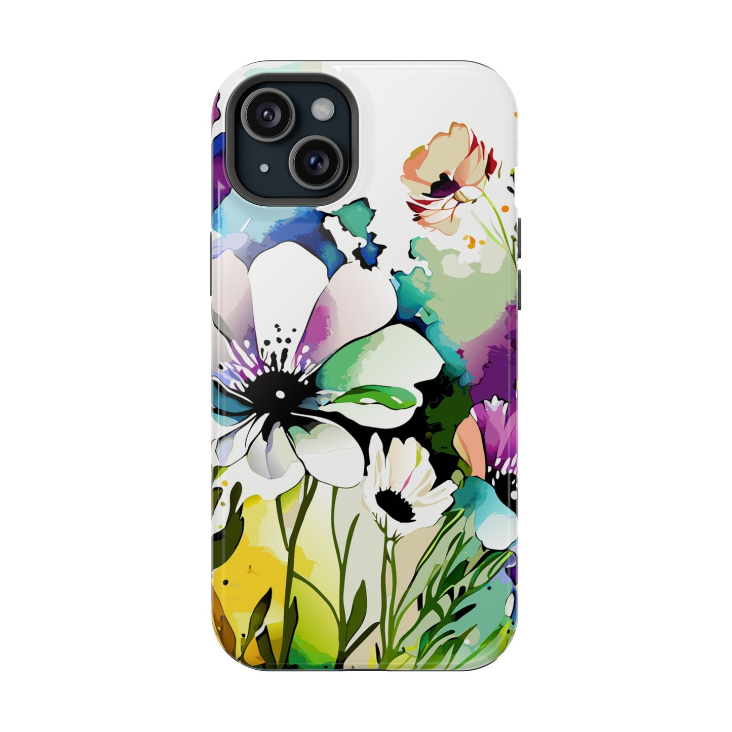 Floral Watercolor Magnetic Phone Case — Impact‑Resistant Protective Cover