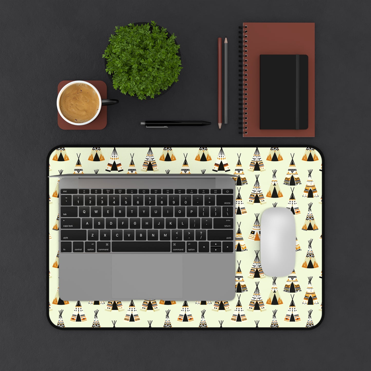 Tribal Teepee Desk Mat - Bohemian Workstation Decor